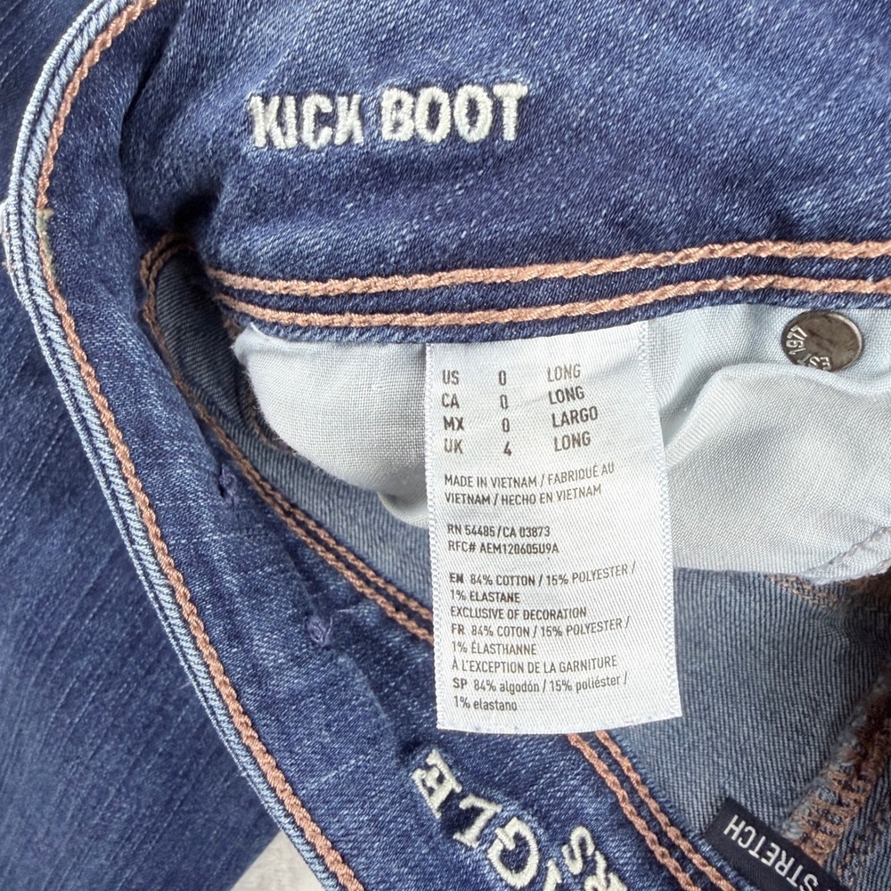 American Eagle Kick Boot Jeans Dark Wash Super Stretch 0 Long - Picture 4 of 10
